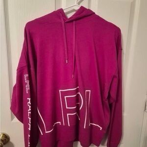 Lauren Ralph Lauren Fuchsia Drawstring Hooded Pullover
